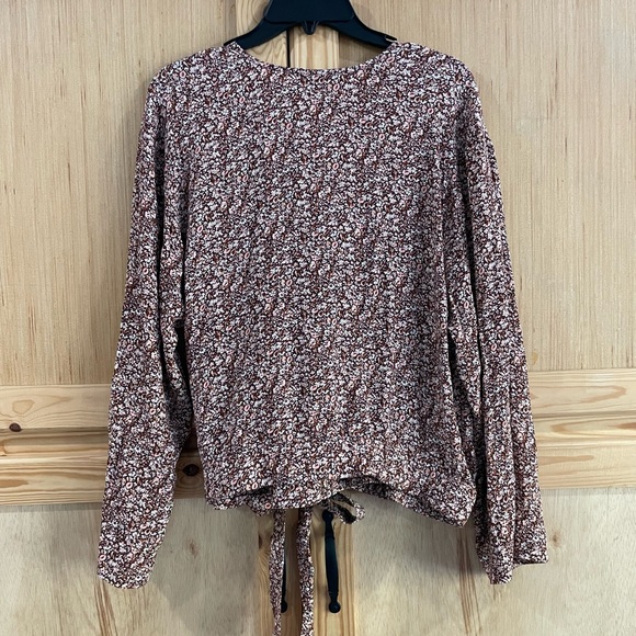 NWOT Madewell Tie-Front wrap top cottage garden ditsy floral earthtone neutral - Picture 8 of 11